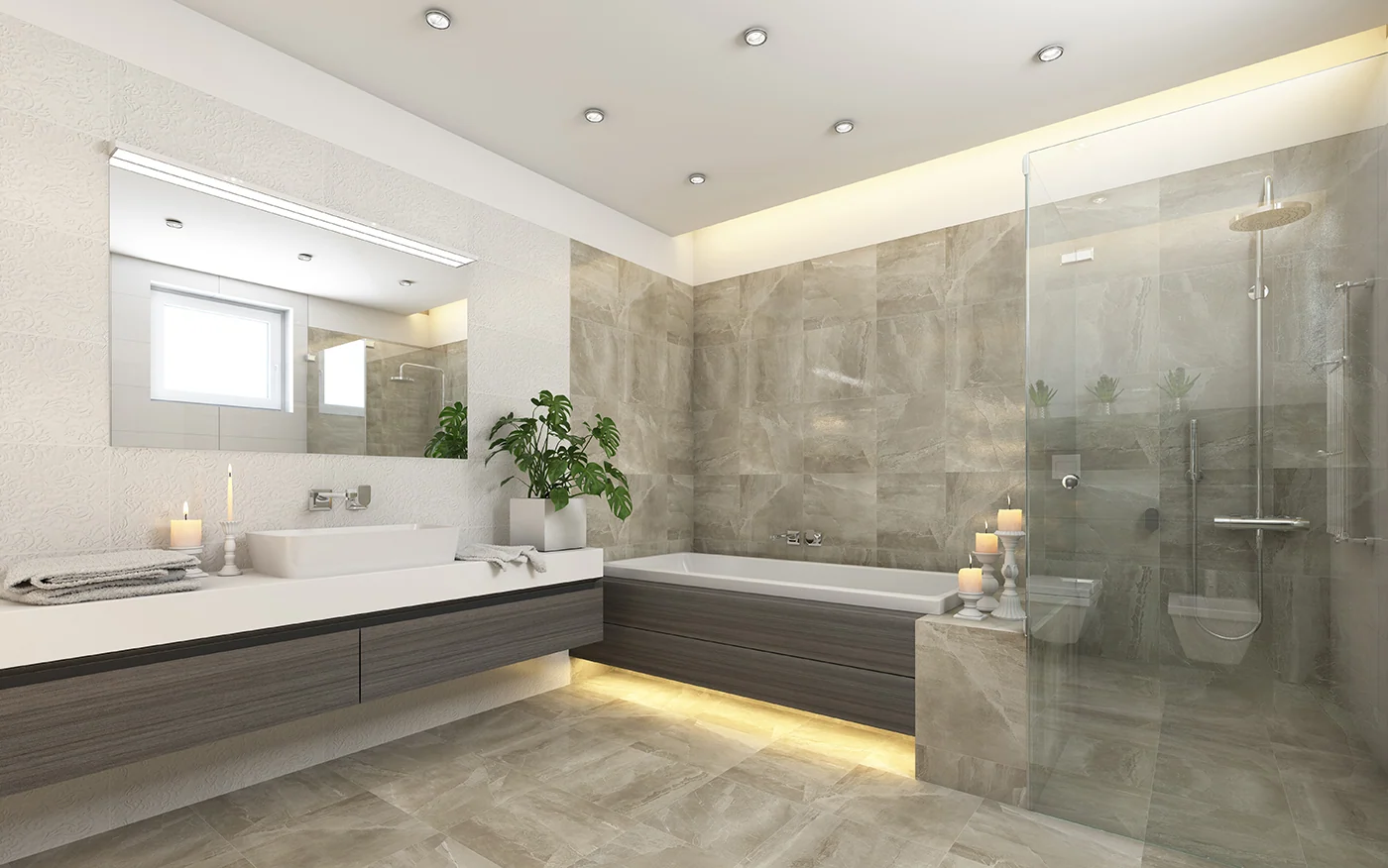 A primary bathroom retreat
